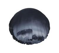 Gorro de ducha con estampado de luz de luna y jardín nocturno asustado, gorro de baño reutilizable, gorros de ducha impermeables para mujeres, todas las longitudes de cabello