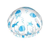 Gorro de ducha de animales marinos estrellas bandera americana gorro de ducha impermeable gorros de baño reutilizables para mujeres protección del cabello elástico todo el cabello