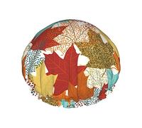 Gorro de ducha de arce de otoño, gorro de ducha impermeable de estilo Tropical flamenco, gorros de baño reutilizables para mujeres, protección del cabello elástica para todo el cabello