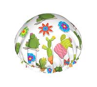 Gorro de ducha de Cactus verde, gorros de baño de Koala de dibujos animados bonitos, gorro impermeable para el pelo, gorros de ducha ligeros de doble capa para mujeres, hombres, niños y adolescentes