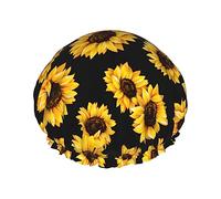 Gorro de ducha de girasoles, gorro de ducha impermeable de girasoles de otoño, gorros de baño reutilizables para mujeres, protección del cabello elástica para todo el cabello
