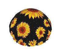 Gorro de ducha de girasoles Otoño Girasoles Gorro de ducha impermeable Gorros de baño reutilizables para mujeres Protección del cabello Elástico Todo el cabello