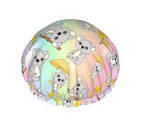 Gorro de ducha de lujo de color 6 para mujer, colorido, estrella de mar, impermeable, reutilizable, lavable y transpirable, gorro de ducha de moda con elástico, fácil de llevar, adecuado para pelo lar