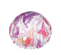 Gorro de ducha de mariposa Flamencos en el agua Gorros de ducha de baño reutilizables para mujeres Cabello largo Doble capa Impermeable Gorro de ducha de baño Protector de cabello para niños Niñas Muj
