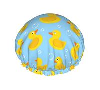 Gorro de ducha de pato con diseño de medusas de colores brillantes, gorros de ducha de baño reutilizables para mujeres, pelo largo, doble capa, resistente al agua, gorro de ducha, protector de pelo pa