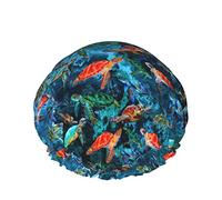 Gorro de ducha de tortuga marina rosa piel de vaca abstracto Animal Farm para mujer ajustable doble impermeable gorro de baño protección del cabello reutilizable señoras Spa salón gorro de ducha