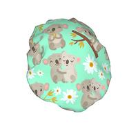 Gorro de ducha Koala Daisy Honeybee Honey Daisies para mujer, impermeable, reutilizable, forro de PEVA, transpirable, ajustable, dobladillo elástico para todo el pelo largo, gorro de baño