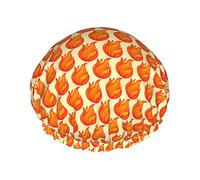 Gorro de ducha reutilizable con estampado de aviones y nubes con estampado de fuego, gorro de baño impermeable con forro de PEVA para mujer, gorro de baño con dobladillo elástico de doble capa, gorro