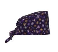 Gorro de limpieza para hombres y mujeres, color morado copo de nieve.