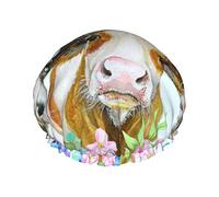 Gorros de ducha con diseño de rana bonita y flor de vaca para mujer, gorro de baño de ducha impermeable reutilizable, gorro de baño de ducha doble elástico con forro suave y cómodo de Peva, gorro de p
