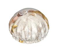 Gorros de ducha con estampado de delfines al atardecer con tema de playa para mujer, gorros de baño elásticos reutilizables, gorro de ducha impermeable doble