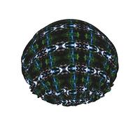 Gorros de ducha con estampado de pájaro y flor de cascada de montaña escénica para mujer, gorros de baño elásticos reutilizables, gorro de ducha impermeable doble