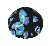 Gorros de ducha con estampado de zorro y mariposa de colores para mujer, gorros de baño elásticos reutilizables, gorro de ducha impermeable doble