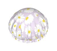 Gorros de ducha Daisy para mujer, impermeables, reutilizables, ajustables y de doble capa, con dobladillo elástico