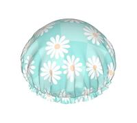 Gorros de ducha Daisy para mujer, impermeables, reutilizables, ajustables y de doble capa, con dobladillo elástico