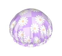 Gorros de ducha Daisy para mujer, impermeables, reutilizables, ajustables y de doble capa, con dobladillo elástico