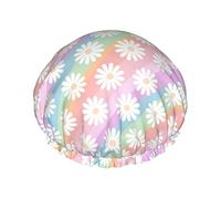 Gorros de ducha Daisy para mujer, impermeables, reutilizables, ajustables y de doble capa, con dobladillo elástico