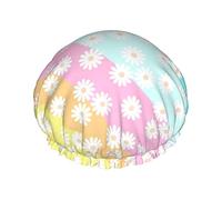 Gorros de ducha Daisy para mujer, impermeables, reutilizables, ajustables y de doble capa, con dobladillo elástico