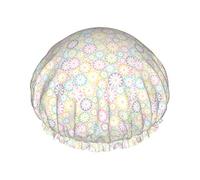 Gorros de ducha Daisy para mujer, impermeables, reutilizables, ajustables y de doble capa, con dobladillo elástico
