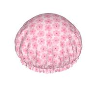 Gorros de ducha de flor de cerezo para mujer, impermeables, reutilizables, ajustables y de doble capa, gorro de baño con dobladillo elástico