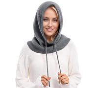 Gorros Lana Mujer con Pompon,Gorros De Invierno para Mujer Gorro CáLido con Bufanda con Capucha para Mujeres Y Hombres Gorro Tejido con CordóN