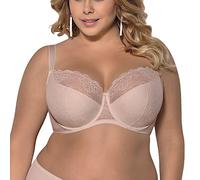 Gorsenia K357 Blanca Reggiseno Semi-Imbottito Monocolorato con Pizzo Floreale, Beige,6G