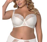 Gorsenia K357 Blanca Reggiseno Semi-Imbottito Monocolorato con Pizzo Floreale, Ecru,6F