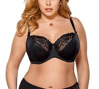 Gorsenia K378 Victoria Reggiseno Morbido Elegante Liscio Uniforme con Ricami, Nero,3D