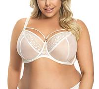 Gorsenia Reggiseno Non Imbottito Trasparente con Pizzo K496 Paradise, Beige Chiaro,6G