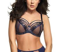 Gorsenia Reggiseno Non Imbottito Trasparente con Pizzo K496 Paradise, Blu Scuro,6G
