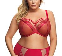 Gorsenia Reggiseno Non Imbottito Trasparente con Pizzo K496 Paradise, Rosso,3J