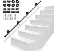 Gorssen Passamano per Scale Interne 300cm Acciaio Inox Staffe Corrimano Scale Tubo Ferro Zincato Antiscivolo Nero Ringhiera per Maniglione Portante 100 kg Per Maniglione Staffe In Tubo Ferro