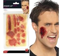 Gory Ferita Pelle Burn Red Blood Gore Faccia Lattice + Adesivo Halloween