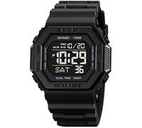 Gosasa Classic Square Face Unisex Donna Uomo Digitale Multifunzione Outdoor Casual Orologio Conto alla rovescia 50M Impermeabile Led Light Orologio da polso, D Black