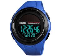 Gosasa L'energia solare multifunzionale LED Digital di sport all'aperto degli uomini guarda resistente all'acqua 50M, Blu, moderno