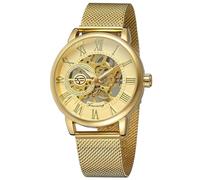 Gosasa Orologio automatico da uomo unico con quadrante trasparente a scheletro cavo argentato con cinturino a rete … B07CZNYMLY, Oro, moderno
