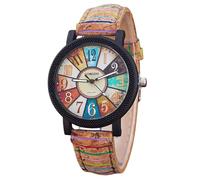 Gosasa Orologio creativo multicolore da donna, cinturino intrecciato, alla moda, motivo arcobaleno, stile boho, hippie, stile casual, meraviglioso regalo da donna, nero, Creativo
