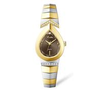Gosasa Orologio da donna al quarzo dal design unico, color oro, elegante orologio con quadrante a goccia con cinturino in acciaio inossidabile intarsiato in cristallo, orologio alla moda da donna