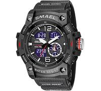 Gosasa Orologio da polso da uomo e donna, con quadrante grande, trasparente, multifunzione, con doppio display, cronometro, calendario, unisex, 8007 Nero, Large