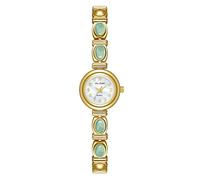 Gosasa Orologio da polso vintage con perle per le donne elegante piccolo quadrante ovale gioielli orologio da polso impermeabile delicato oro orologio da donna regalo per mamma moglie, Y Oro Bianco