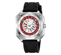 Gosasa Orologio da uomo alla moda da poker roulette creativo rotante quadrante carte da gioco impermeabile casual orologio da polso al quarzo con cinturino in silicone per gli amanti del casinò