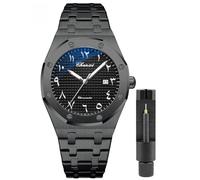 Gosasa Orologio da uomo di lusso Cronografia Business Orologio al Quarzo per gli Uomini Calendario Luminoso Moda Maschio Orologio da polso Impermeabile Cinturino in Acciaio, T-nero., Affari