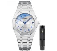 Gosasa Orologio da uomo di lusso Cronografia Business Orologio al Quarzo per gli Uomini Calendario Luminoso Moda Maschio Orologio da polso Impermeabile Cinturino in Acciaio, T-Argento Bianco, Affari