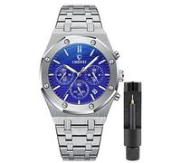 Gosasa Orologio di lusso per gli uomini cronografia Business Mens orologi al quarzo orologi calendario luminoso moda orologio da polso da uomo impermeabile in acciaio inossidabile, Argento blu, Affari