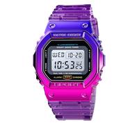 Gosasa Orologio digitale da donna e uomo, quadrato, trasparente, con cronografo, conto alla rovescia, doppio fuso orario, impermeabile, Viola, Gioventù e vitalità, sport e tempo libero,