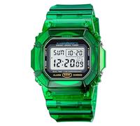 Gosasa Orologio digitale da donna e uomo, quadrato, trasparente, con cronografo, conto alla rovescia, doppio fuso orario, impermeabile, Verde