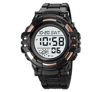 Gosasa Orologio digitale da uomo, con quadrante grande, resistente all'acqua, orologio sportivo a LED, Blu denim, M, Digitale