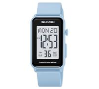 Gosasa Orologio digitale unisex alla moda, con numeri grandi, quadrante rettangolare, impermeabile, cinturino in silicone a LED, x Azzurro, Casual