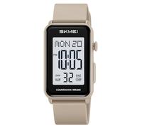 Gosasa Orologio digitale unisex alla moda, con numeri grandi, quadrante rettangolare, impermeabile, cinturino in silicone a LED, x Albicocca, Casual