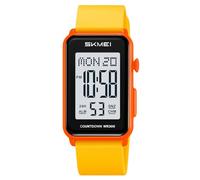 Gosasa Orologio digitale unisex alla moda, con numeri grandi, quadrante rettangolare, impermeabile, cinturino in silicone a LED, x Giallo Arancione, Casual